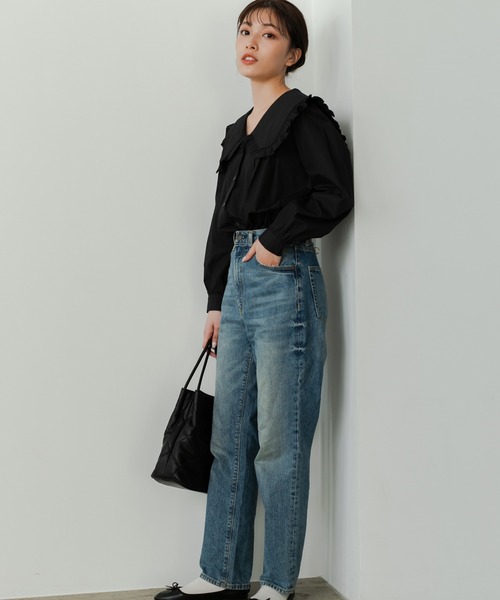 Edit Sheen（エディットシーン）の「フリルセーラーカラーブラウス（シャツ/ブラウス・レディース・ホワイト/ブラック・MEDIUM）」の6枚目の写真