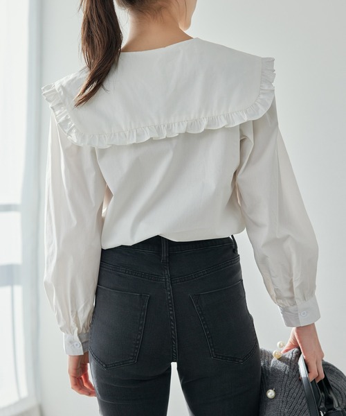 Edit Sheen（エディットシーン）の「フリルセーラーカラーブラウス（シャツ/ブラウス・レディース・ホワイト/ブラック・MEDIUM）」の20枚目の写真