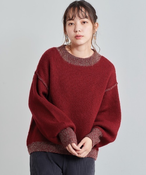 cepo(セポ)の「Wフェイスハイショクニット(ニット/セーター・レディース・グレー/レッド/オフホワイト・M)」の3枚目の写真