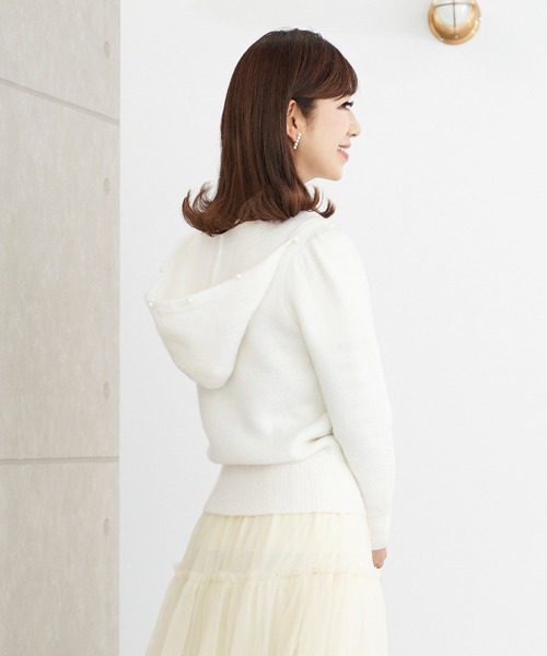 Prima Scherrer(プリマシェレル)の「ニット フーディ パール ウーリー Prima Scherrer(パーカー・レディース・ホワイト/ブラック/ブルーグレー・M/S)」の7枚目の写真
