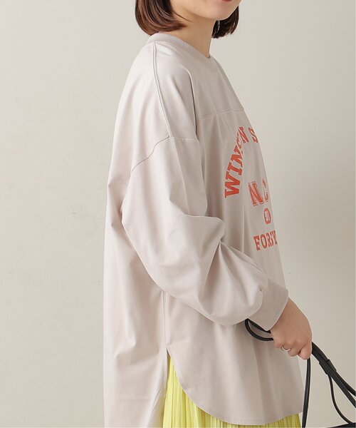 frames RAY CASSIN(フレームスレイカズン)の「OE天竺カレッジロゴBIGロンT(Tシャツ/カットソー・レディース・ベージュ/オフホワイト/杢グレー・FREE)」の3枚目の写真