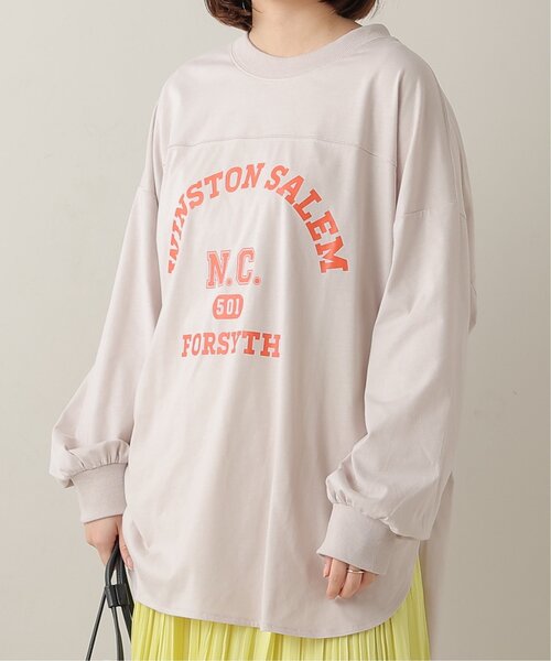 frames RAY CASSIN(フレームスレイカズン)の「OE天竺カレッジロゴBIGロンT(Tシャツ/カットソー・レディース・ベージュ/オフホワイト/杢グレー・FREE)」の14枚目の写真