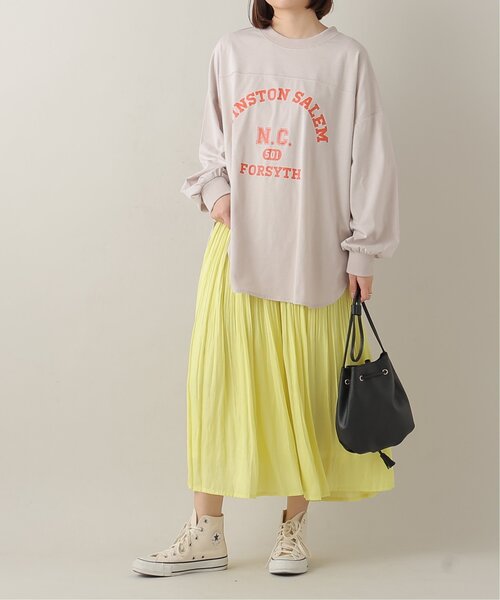 frames RAY CASSIN(フレームスレイカズン)の「OE天竺カレッジロゴBIGロンT(Tシャツ/カットソー・レディース・ベージュ/オフホワイト/杢グレー・FREE)」の16枚目の写真
