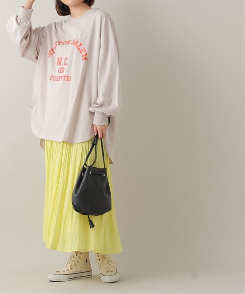 frames RAY CASSIN(フレームスレイカズン)の「OE天竺カレッジロゴBIGロンT(Tシャツ/カットソー・レディース・ベージュ/オフホワイト/杢グレー・FREE)」の17枚目の写真