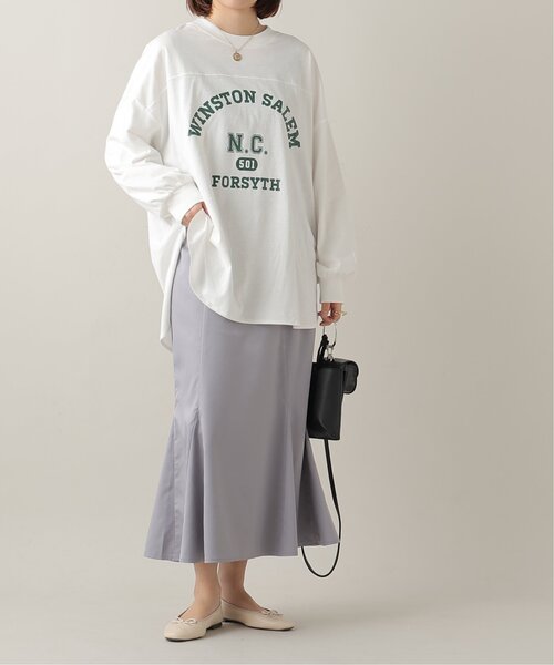 frames RAY CASSIN(フレームスレイカズン)の「OE天竺カレッジロゴBIGロンT(Tシャツ/カットソー・レディース・ベージュ/オフホワイト/杢グレー・FREE)」の22枚目の写真
