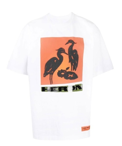 HERON PRESTON(ヘロンプレストン)の「【HERON PRESTON】SS TEE ES OS HERON NIGHTSHIFT(Tシャツ/カットソー・メンズ・ブラック/ホワイト・M/L)」の1枚目の写真