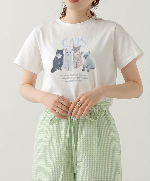 RAY CASSIN（レイカズン）の「ネコプリントTシャツ（Tシャツ/カットソー・レディース・オフホワイト/ブルー/ネイビー・FREE）」の2枚目の写真