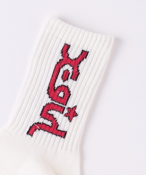 X-girl Stages(エックスガールステージス)の「配色ミルズロゴソックス【日本製】(ソックス/靴下・キッズ・パープル/ホワイト/ブラック・15-17cm/19-21cm/13-15cm/17-19cm)」の7枚目の写真