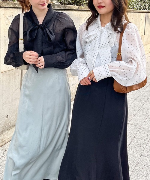 frunco（フランコ）の「ドット柄ボウタイブラウス（シャツ/ブラウス・レディース・ブラック/ホワイト・FREE）」の15枚目の写真