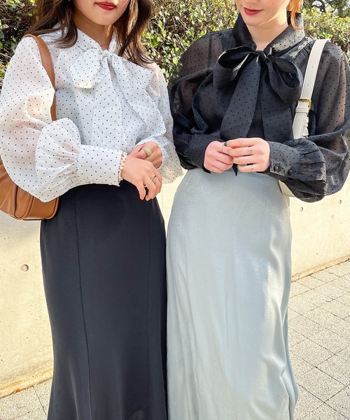 frunco（フランコ）の「ドット柄ボウタイブラウス（シャツ/ブラウス・レディース・ブラック/ホワイト・FREE）」の16枚目の写真