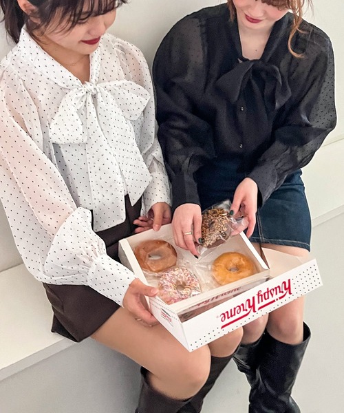 frunco（フランコ）の「ドット柄ボウタイブラウス（シャツ/ブラウス・レディース・ブラック/ホワイト・FREE）」の19枚目の写真