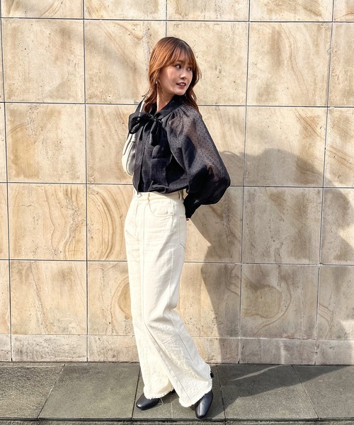 frunco（フランコ）の「ドット柄ボウタイブラウス（シャツ/ブラウス・レディース・ブラック/ホワイト・FREE）」の14枚目の写真