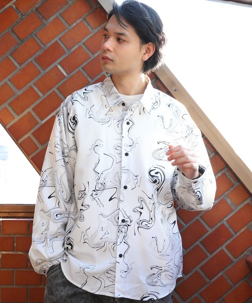 ８(eight)（エイト）の「総柄とろみシャツ（シャツ/ブラウス・メンズ・ベージュ/アイボリー/ブルーグレー/ホワイト系その他/ブラック系その他/グレー系その他/ブラウン系その他/ブルー系その他/キャメル/ホワイト系その他2/ブラック系その他2/ブラック系その他3/ブラック系その他4/ブラック系その他5/グレー系その他2/グレー系その他3/ブラウン系その他2/ブラウン系その他3/ブルー系その他2/イエロー系その他/グリーン系その他/ブラック系その他6/ホワイト系その他3/オレンジ系その他/ブルー系その他3/ブラウン系その他4/ライトグレー/ブラック系3/ホワイト系1/ホワイト系2/ホワイト系その他6/ダークブラウン/ブラック系その他7/ホワイト系その他4/ブラック系2/ホワイト系その他5/ブラック系1/ブラック系4/ネイビー系1/ブラウン系その他5/グレー系その他4/ベージュ系その他/ブラック系5/グリーン系その他2・MEDIUM/LARGE）」の6枚目の写真