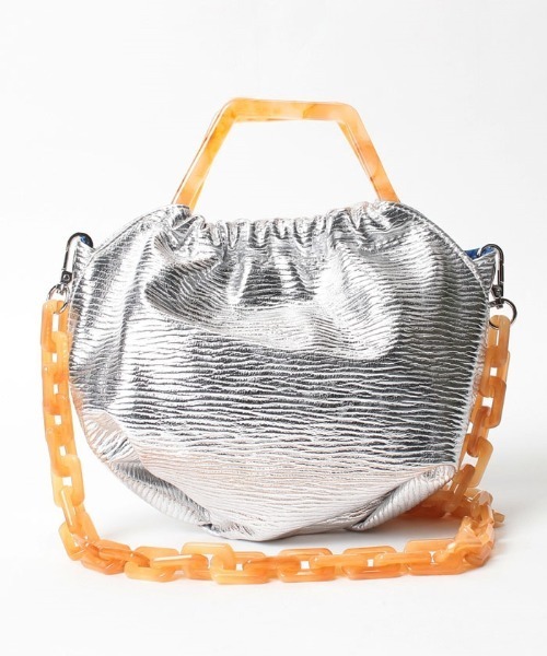 【HVISK/ヴィスク】JOLLY SHINY MOTION SILVER / 2WAYチェーンショルダーバッグ