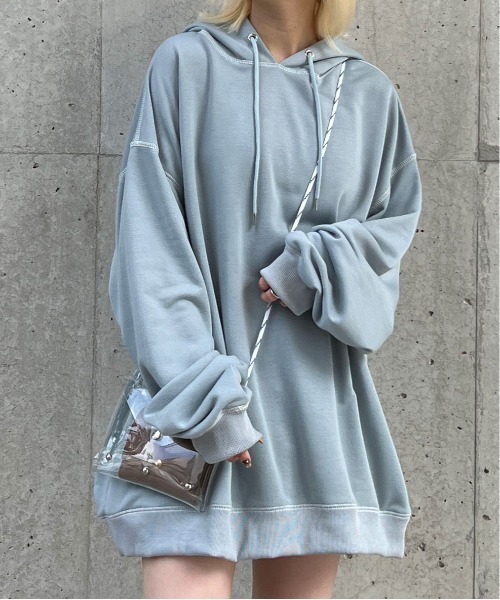 PairPair（ペアペア）の「配色ステッチフーディー(ユニセックス)（パーカー・レディース・ライトブルー/アイボリー/スミクロ・フリー）」の3枚目の写真