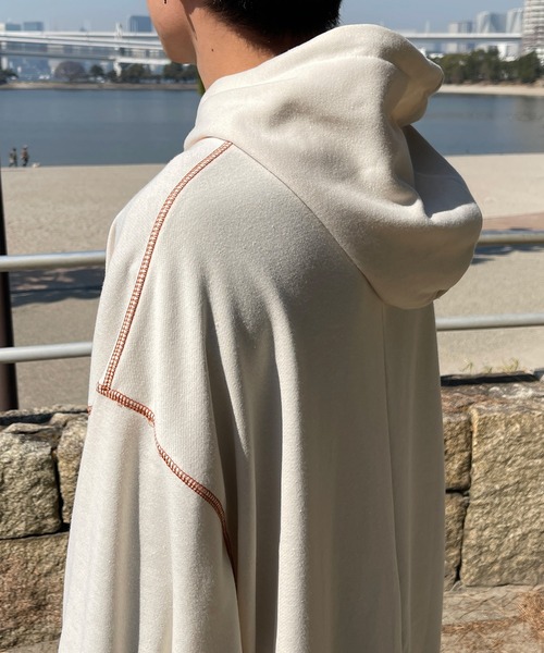 PairPair（ペアペア）の「配色ステッチフーディー(ユニセックス)（パーカー・レディース・ライトブルー/アイボリー/スミクロ・フリー）」の9枚目の写真