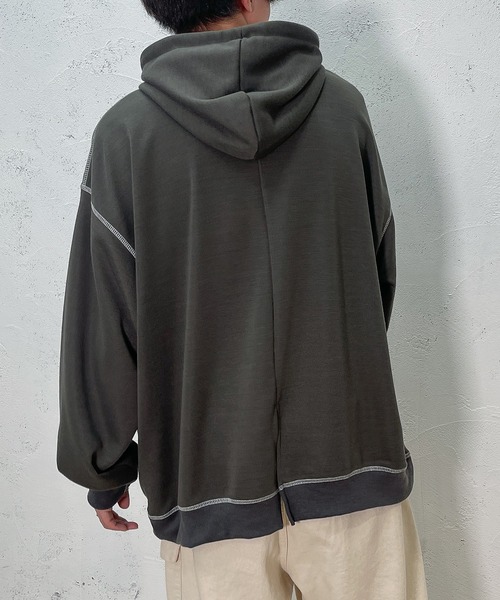 PairPair（ペアペア）の「配色ステッチフーディー(ユニセックス)（パーカー・レディース・ライトブルー/アイボリー/スミクロ・フリー）」の20枚目の写真