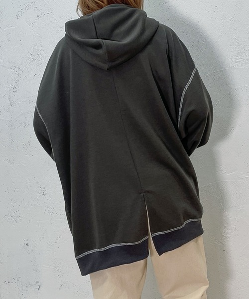 PairPair（ペアペア）の「配色ステッチフーディー(ユニセックス)（パーカー・レディース・ライトブルー/アイボリー/スミクロ・フリー）」の16枚目の写真