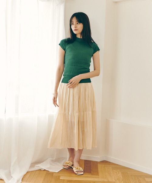 Lamoa（ラモア）の「Lamoa/ボリューム シワ加工 フレア スカート（スカート・レディース・グレー/ブラック/ライトグリーン/パープル/アイボリー/ホワイト/ピンク・FREE）」の9枚目の写真