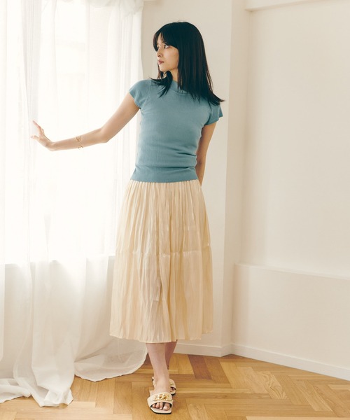 Lamoa（ラモア）の「Lamoa/ボリューム シワ加工 フレア スカート（スカート・レディース・グレー/ブラック/ライトグリーン/パープル/アイボリー/ホワイト/ピンク・FREE）」の10枚目の写真