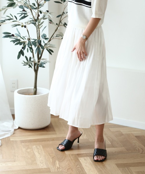 Lamoa（ラモア）の「Lamoa/ボリューム シワ加工 フレア スカート（スカート・レディース・グレー/ブラック/ライトグリーン/パープル/アイボリー/ホワイト/ピンク・FREE）」の11枚目の写真