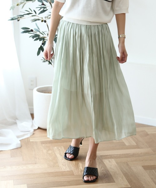 Lamoa（ラモア）の「Lamoa/ボリューム シワ加工 フレア スカート（スカート・レディース・グレー/ブラック/ライトグリーン/パープル/アイボリー/ホワイト/ピンク・FREE）」の13枚目の写真