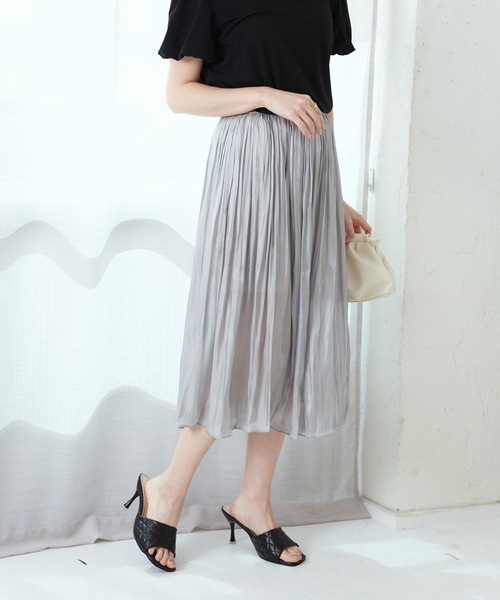 Lamoa（ラモア）の「Lamoa/ボリューム シワ加工 フレア スカート（スカート・レディース・グレー/ブラック/ライトグリーン/パープル/アイボリー/ホワイト/ピンク・FREE）」の17枚目の写真