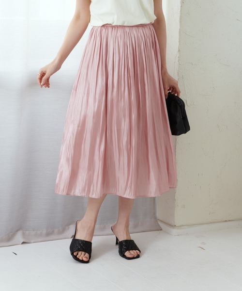 Lamoa（ラモア）の「Lamoa/ボリューム シワ加工 フレア スカート（スカート・レディース・グレー/ブラック/ライトグリーン/パープル/アイボリー/ホワイト/ピンク・FREE）」の21枚目の写真