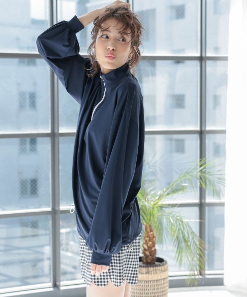 DONOBAN(ドノバン)の「ラッシュハーフジップ(ラッシュガード・レディース・ホワイト/ブラック/ネイビー/グリーン/グリーン系その他/チャコール・FREE)」の14枚目の写真