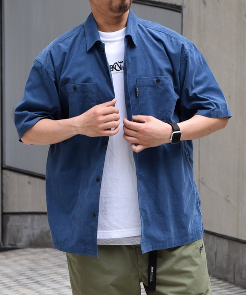 Back Channel（バックチャンネル）の「CORDUROY HALF SLEEVE SHIRT（シャツ/ブラウス・メンズ・ベージュ/ブルー/オリーブドラブ・MEDIUM/LARGE/X-LARGE/XX-LARGE）」の4枚目の写真