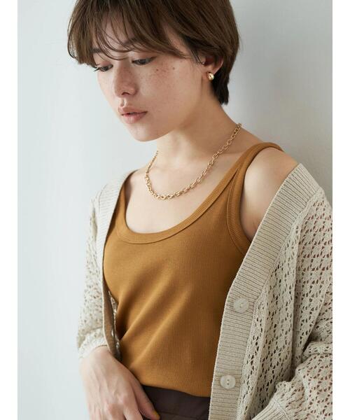 earth music&ecology（アースミュージックアンドエコロジー）の「リブタンクトップ（タンクトップ・レディース・ブラック/ライトベージュ/キャメル/オフホワイト・M/S）」の12枚目の写真