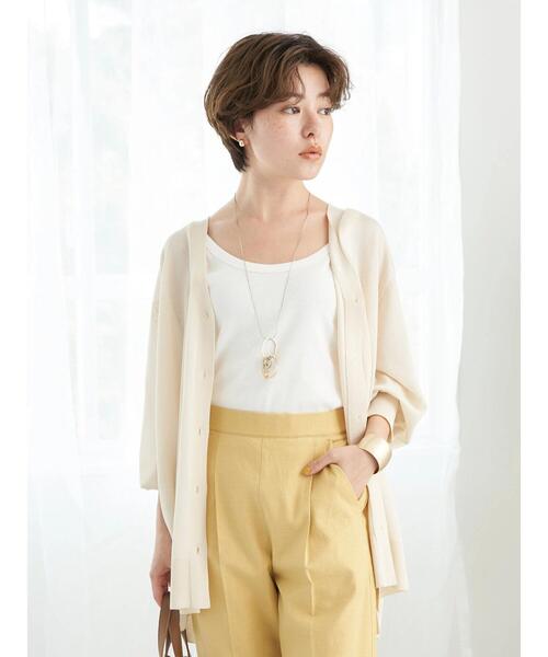 earth music&ecology（アースミュージックアンドエコロジー）の「リブタンクトップ（タンクトップ・レディース・ブラック/ライトベージュ/キャメル/オフホワイト・M/S）」の6枚目の写真