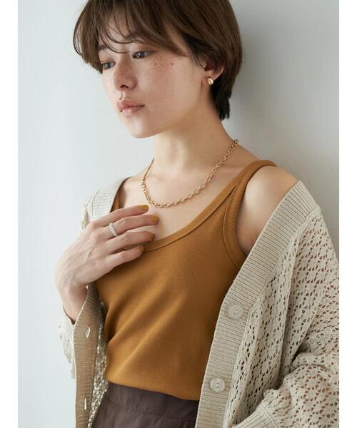 earth music&ecology（アースミュージックアンドエコロジー）の「リブタンクトップ（タンクトップ・レディース・ブラック/ライトベージュ/キャメル/オフホワイト・M/S）」の13枚目の写真