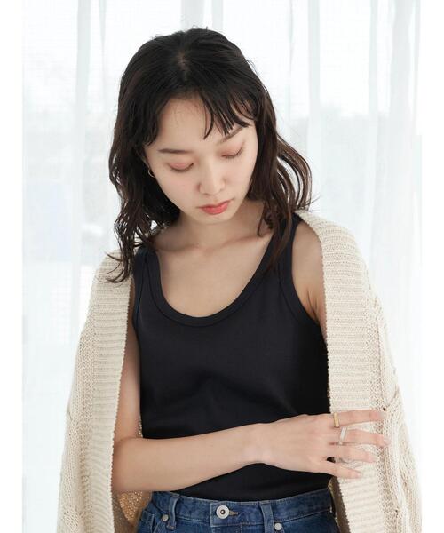 earth music&ecology（アースミュージックアンドエコロジー）の「リブタンクトップ（タンクトップ・レディース・ブラック/ライトベージュ/キャメル/オフホワイト・M/S）」の9枚目の写真