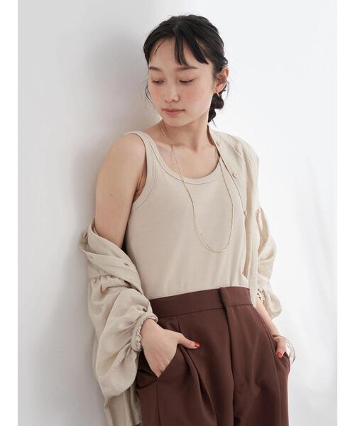earth music&ecology（アースミュージックアンドエコロジー）の「リブタンクトップ（タンクトップ・レディース・ブラック/ライトベージュ/キャメル/オフホワイト・M/S）」の14枚目の写真