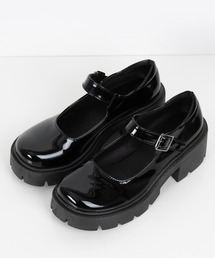 FOLLOWIN | 2パターンラウンドトゥーストラップ厚底ローファー(ローファー)