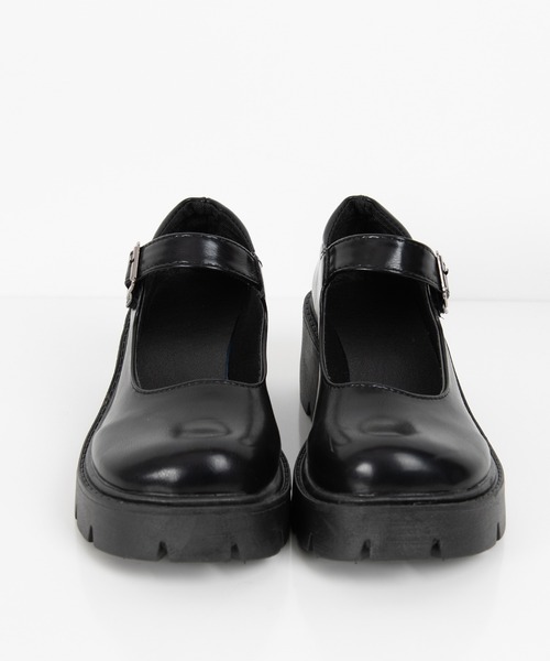 FOLLOWIN（フォロウィン）の「２パターンラウンドトゥーストラップ厚底ローファー（ローファー・レディース・ブラック/クリアブラック・23cm/24cm/25cm）」の13枚目の写真