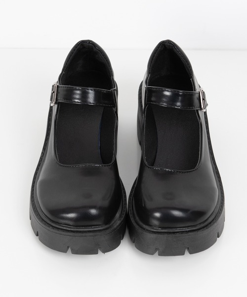 FOLLOWIN（フォロウィン）の「２パターンラウンドトゥーストラップ厚底ローファー（ローファー・レディース・ブラック/クリアブラック・23cm/24cm/25cm）」の4枚目の写真