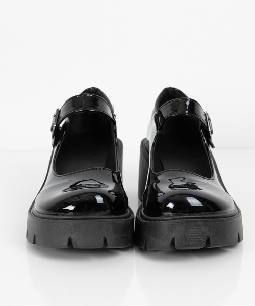 FOLLOWIN（フォロウィン）の「２パターンラウンドトゥーストラップ厚底ローファー（ローファー・レディース・ブラック/クリアブラック・23cm/24cm/25cm）」の14枚目の写真