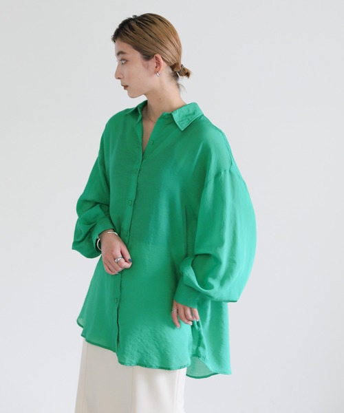select MOCA(セレクトモカ)の「シアーオーバーカラーシャツ(シャツ/ブラウス・レディース・ピンク/グリーン/オフホワイト/ブラック・FREE)」の22枚目の写真