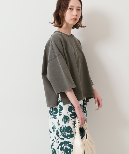 SLOBE IENA(スローブイエナ)の「BDテンジククロップドTシャツ(Tシャツ/カットソー・レディース・チャコールグレー/ホワイト・LARGE/SMALL)」の7枚目の写真