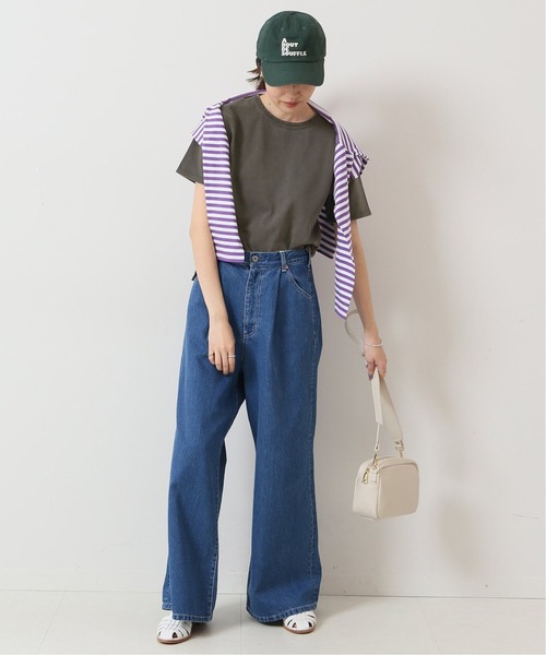SLOBE IENA(スローブイエナ)の「BDテンジククロップドTシャツ(Tシャツ/カットソー・レディース・チャコールグレー/ホワイト・LARGE/SMALL)」の10枚目の写真