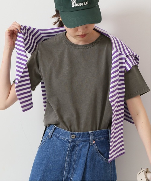 SLOBE IENA(スローブイエナ)の「BDテンジククロップドTシャツ(Tシャツ/カットソー・レディース・チャコールグレー/ホワイト・LARGE/SMALL)」の13枚目の写真