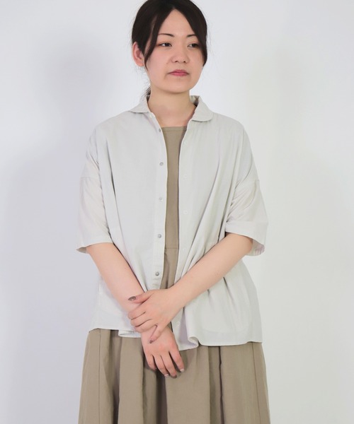 Brocante（ブロカント）の「[Brocante / ブロカント] ヴィンテージキャンパス ルファーシャツ（シャツ/ブラウス・レディース・チャコールグレー/ベージュ/アイボリー/ダークネイビー・2）」の19枚目の写真