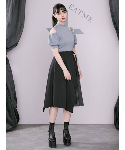 美品✨【アドーア】アシメトリー/2way/フリンジスカート ブラック EATME（イートミー）の「2WAYアシンメトリースカート（スカート