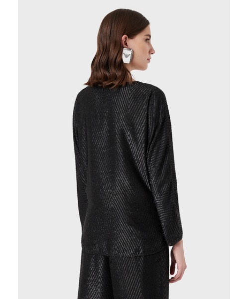 EMPORIO ARMANI(エンポリオアルマーニ)の「【エンポリオ アルマーニ】セーター ルレックスシェブロン ジャカードファブリック製 ドローストリング(ニット/セーター・レディース・ブラック・36/38)」の5枚目の写真