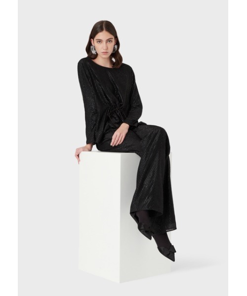 EMPORIO ARMANI(エンポリオアルマーニ)の「【エンポリオ アルマーニ】セーター ルレックスシェブロン ジャカードファブリック製 ドローストリング(ニット/セーター・レディース・ブラック・36/38)」の3枚目の写真