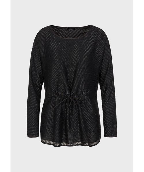 EMPORIO ARMANI(エンポリオアルマーニ)の「【エンポリオ アルマーニ】セーター ルレックスシェブロン ジャカードファブリック製 ドローストリング(ニット/セーター・レディース・ブラック・36/38)」の7枚目の写真