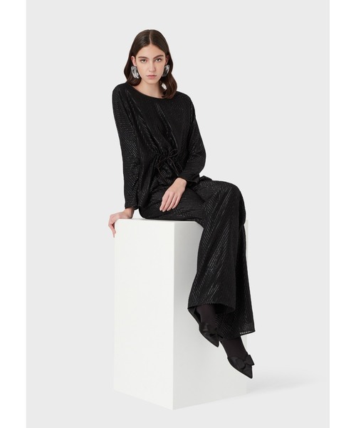 EMPORIO ARMANI(エンポリオアルマーニ)の「【エンポリオ アルマーニ】セーター ルレックスシェブロン ジャカードファブリック製 ドローストリング(ニット/セーター・レディース・ブラック・36/38)」の8枚目の写真