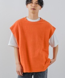 変形ジャガード インレイ ニットベスト×Tシャツカットソー セパレート